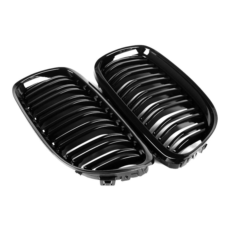 BMW 3 Series E90/E91 LCI Gloss Black Double Slat Front Grills (2009-2013)