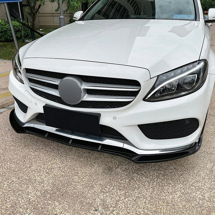 Mercedes C-Class W205 V Style Gloss Black Front Lip Splitter (2015-2018)