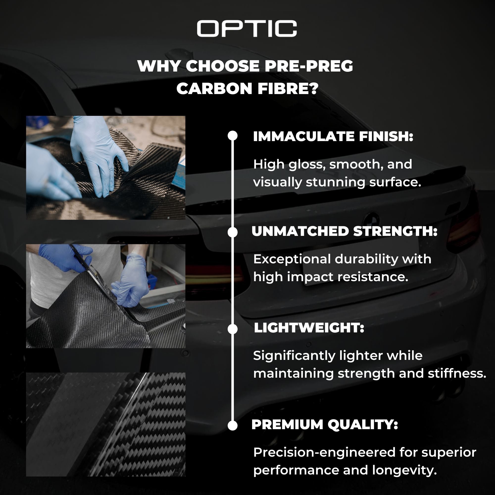 BMW Série 5 G60 G61 & M5 G90 G99 Carbone Pré-imprégné Style Mp Becquet arrière par OPTIC (2024+)