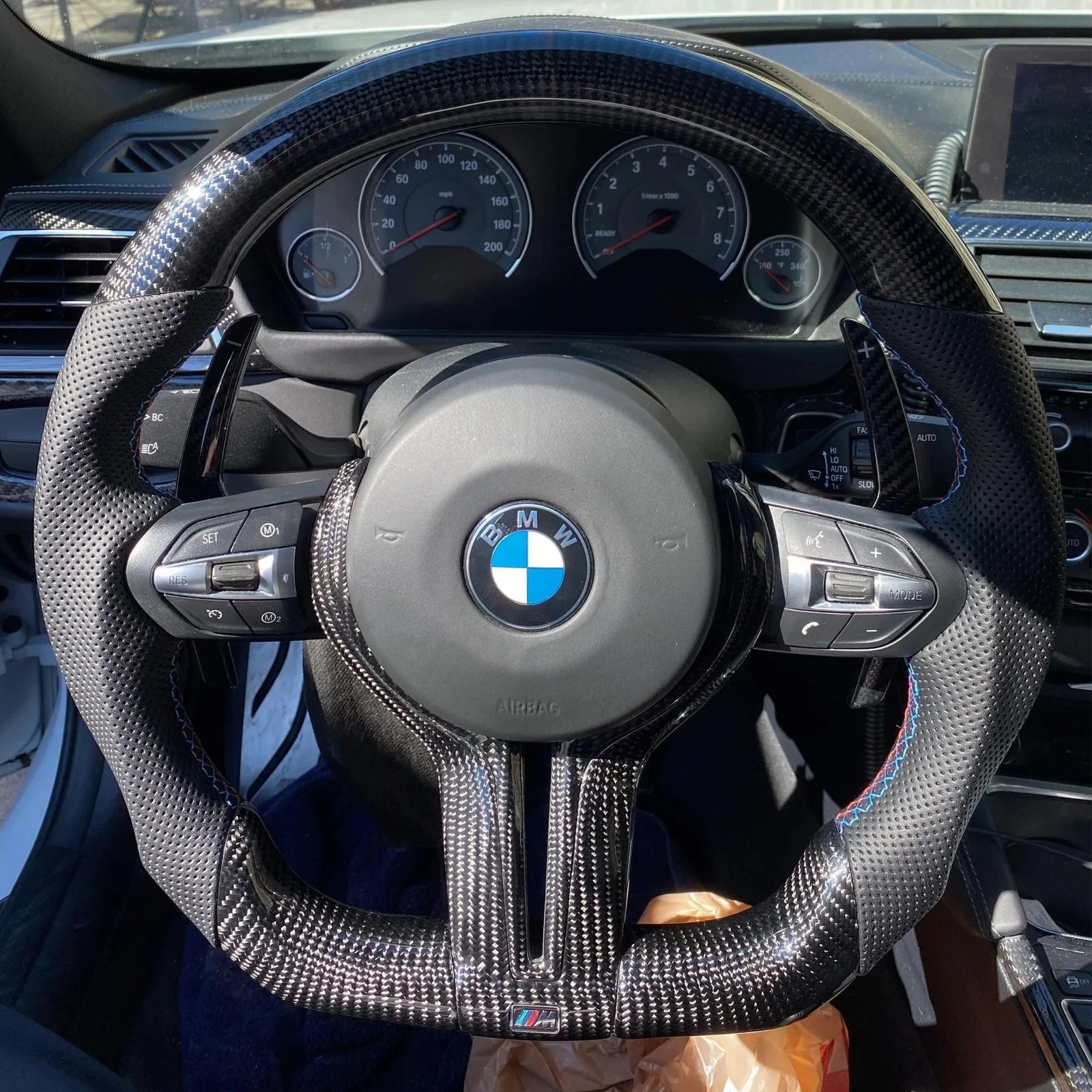 Carbon Fibre Steering Wheel Trim Insert For BMW F Series M Sport Steering Wheel V2