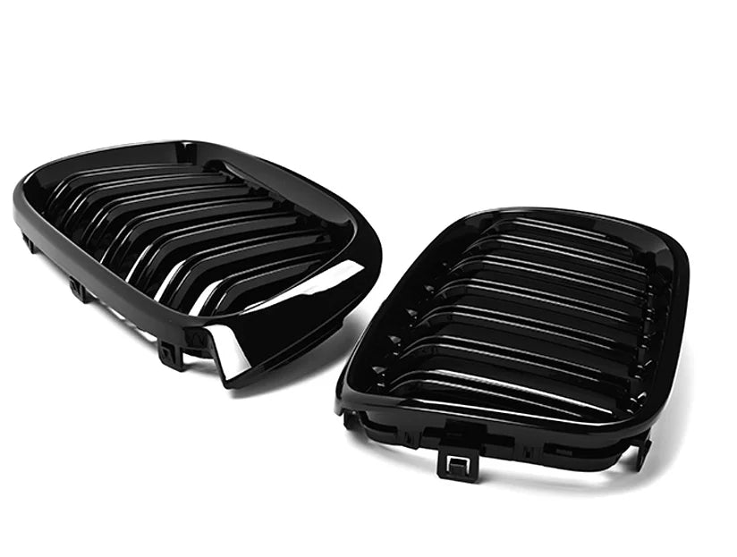BMW X3/X4 F25/F26 LCI Schwarz Hochglanz Doppellamellen Nieren Grill (2014-2018)
