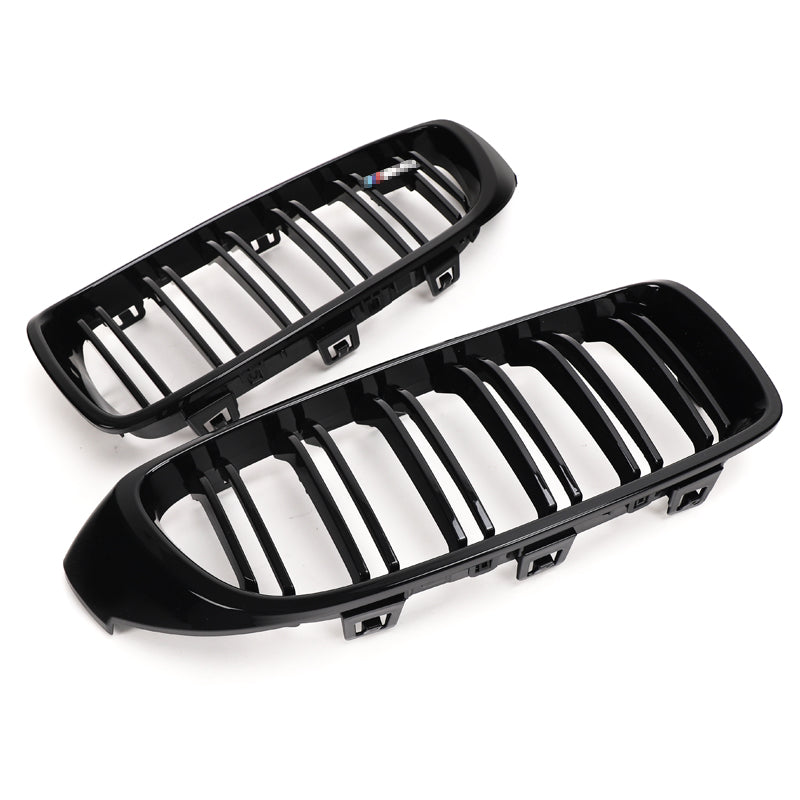 BMW 4er und M3/M4 Schwarz Hochglanz Doppellamellen Nieren Grill F32/F33/F36/F80/F82/F83 (2014-2020)