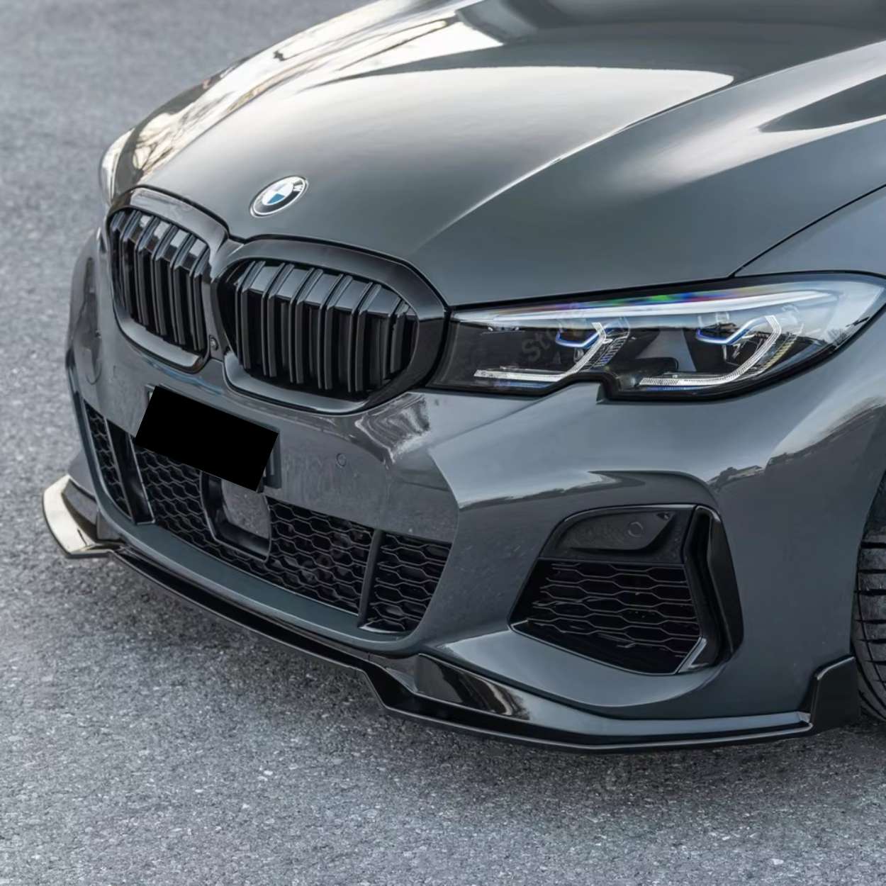 Lame avant noir brillant style MP pour BMW Série 3 G20/G21 M-Sport (2019-2022)